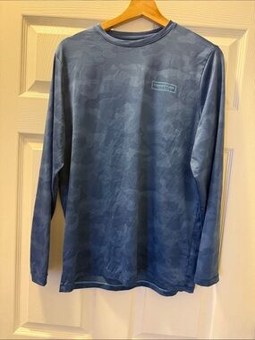 Vineyard Vines Performance Blue Camo Long Sleeve  Top Youth XL